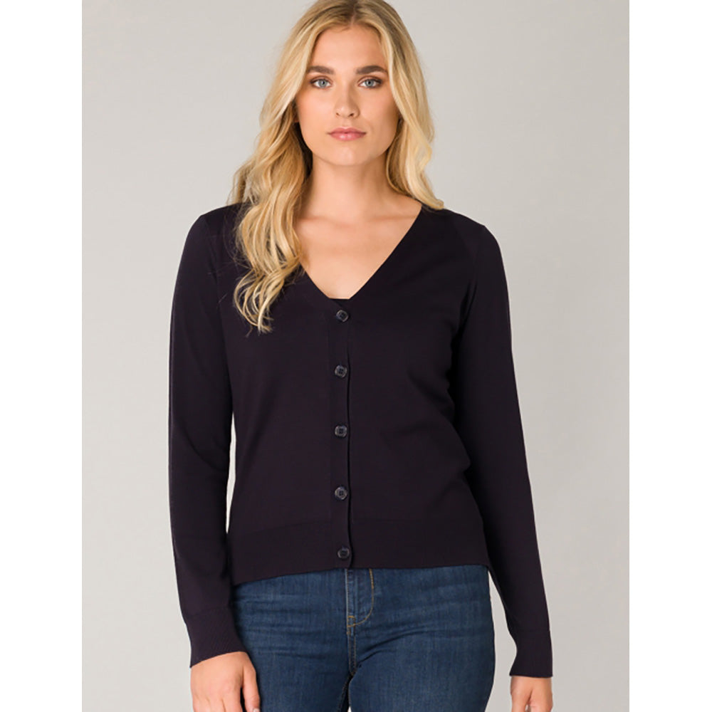 Base Level Navy Yvon Cardigan Boutique – Brown Kitty