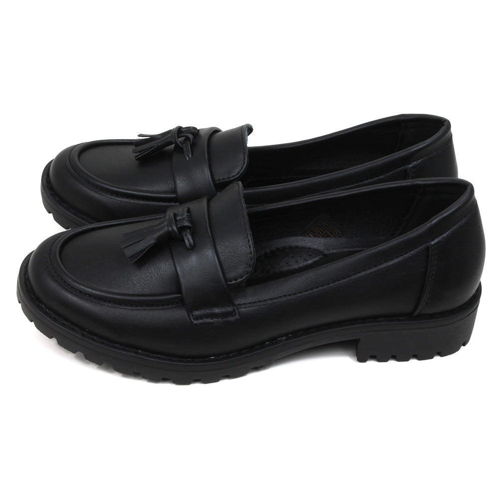 Leather Look Loafers in Black