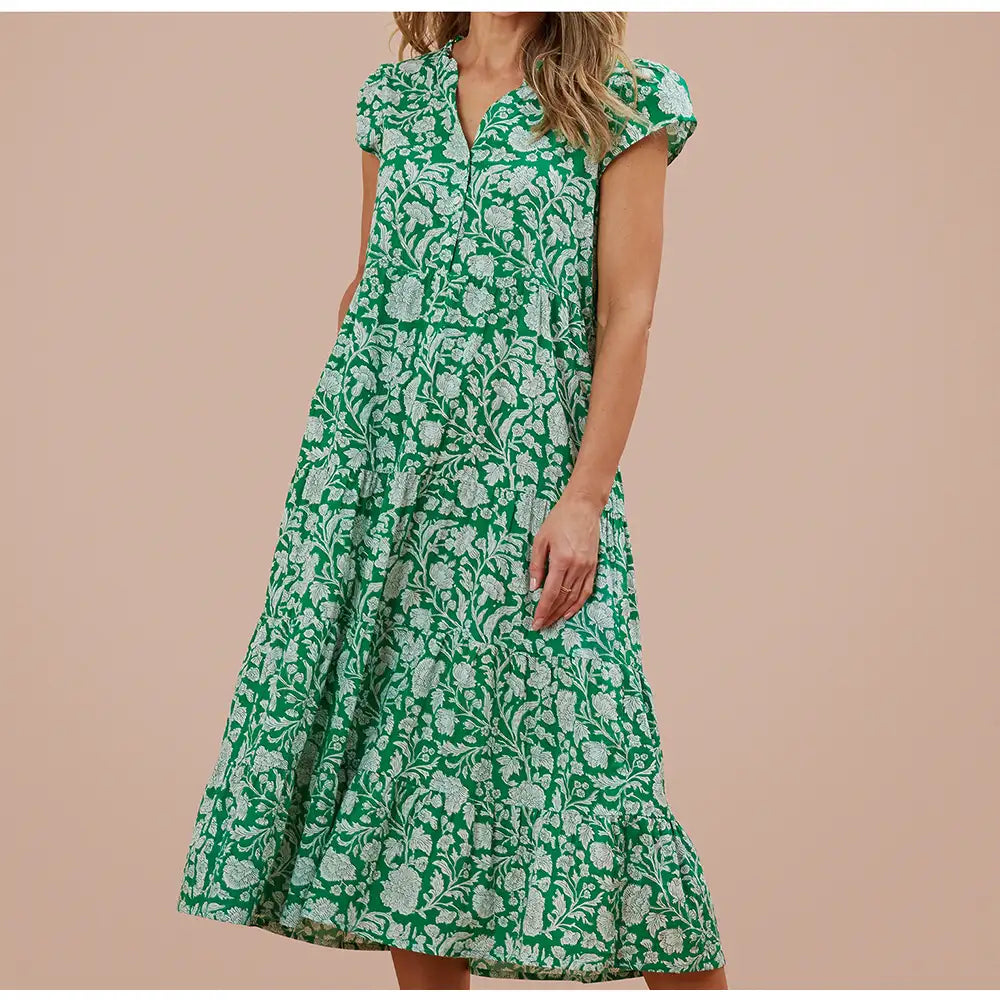 Tiered Dailia Dress - Simply Green