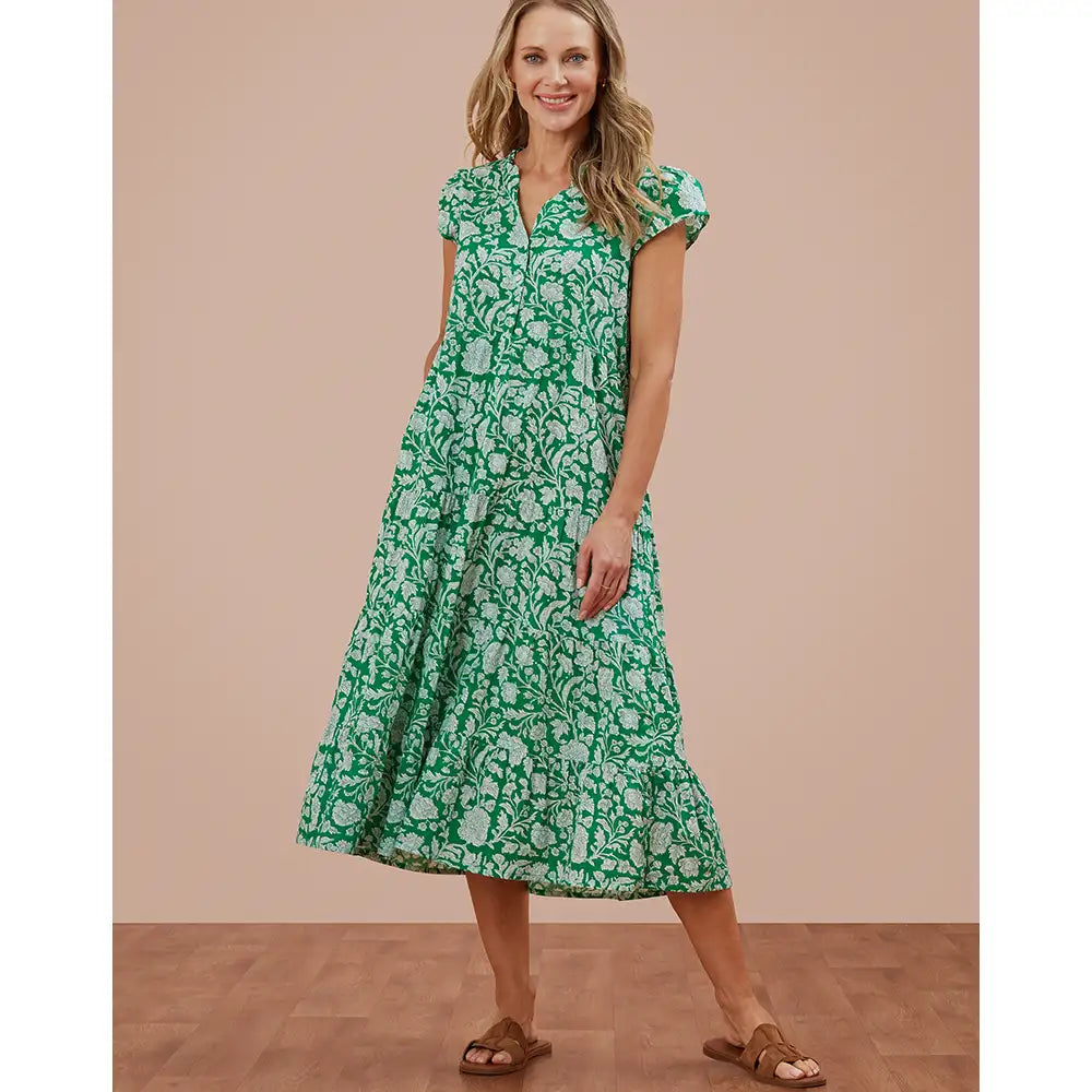 Tiered Dailia Dress - Simply Green
