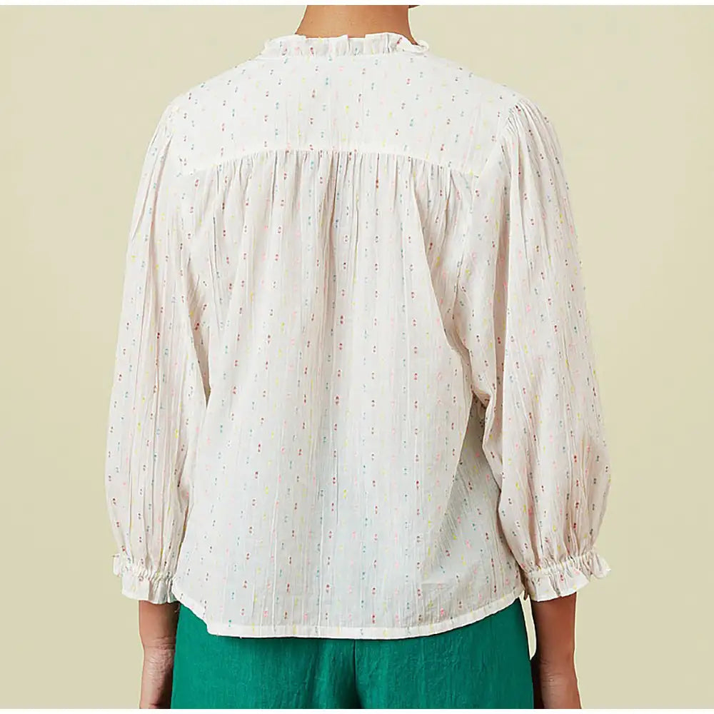 Clipped Jacquard Spot Top - Cream