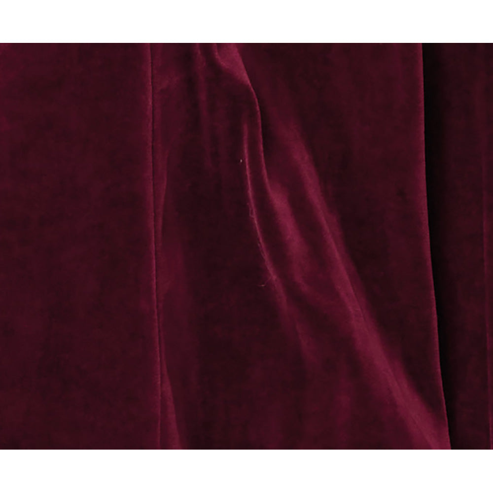 Plum coloured fabric with a velvet finish. 