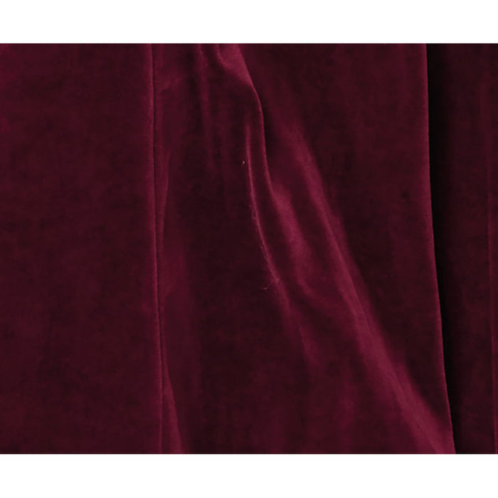 Plum coloured fabric with a velvet finish. 