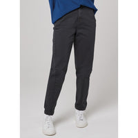 Charcoal tapered leg jeans with wrap round hems and hip pockets. 