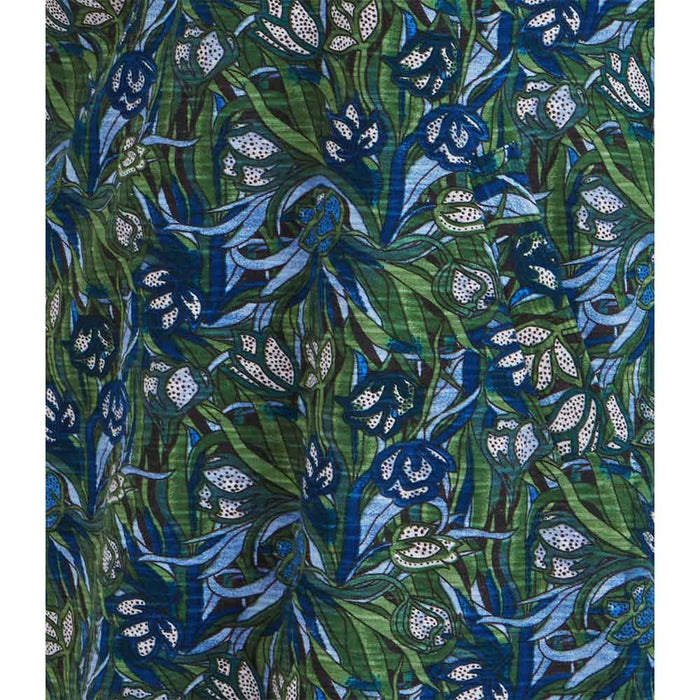 Blue and green floral crocus print. 