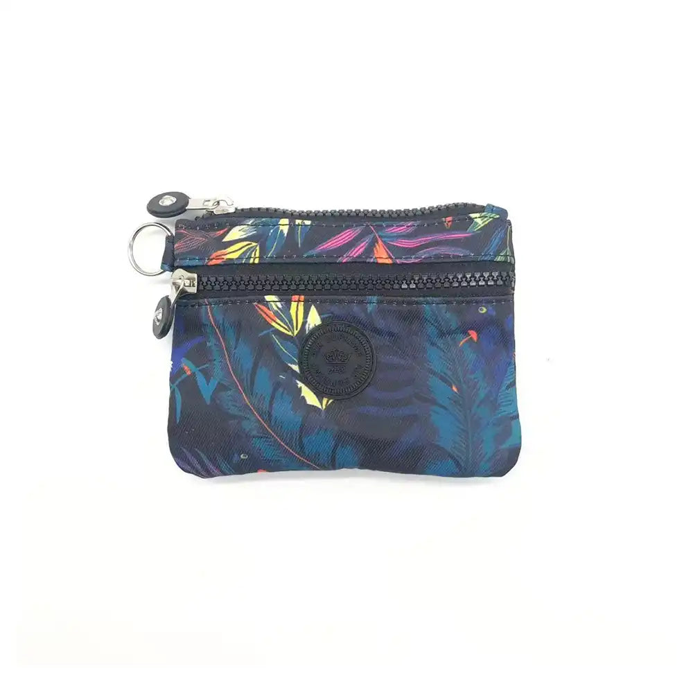 Water Resistant Pocket Purse - Navy Tropical