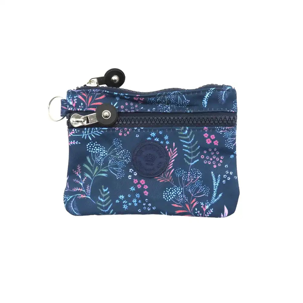 Water Resistant Pocket Purse - Blue Wild Flowers