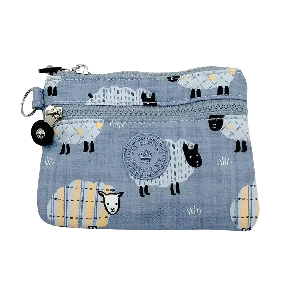 Small pouch with sheep pattern on a white background