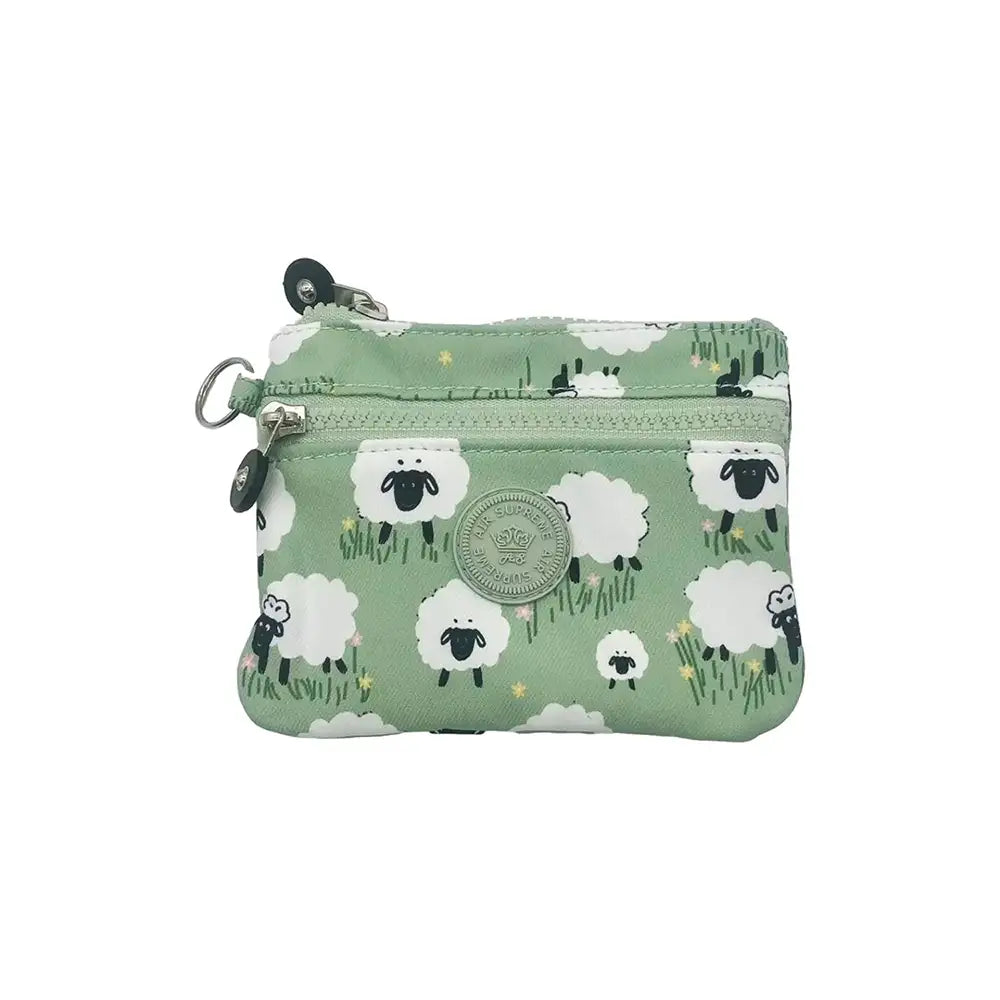 Water Resistant Pocket Purse - Green Sheep