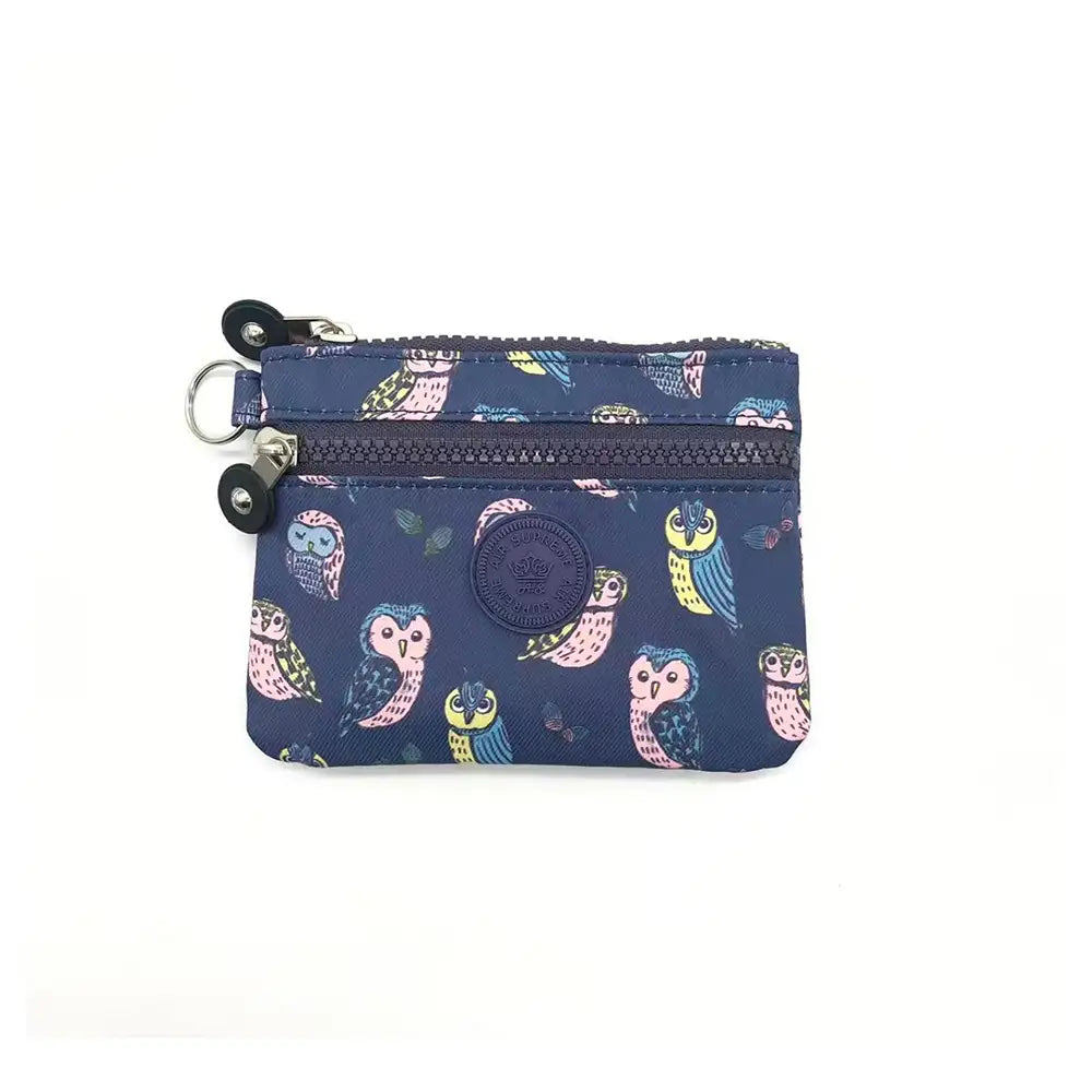 Water Resistant Pocket Purse - Navy Owls