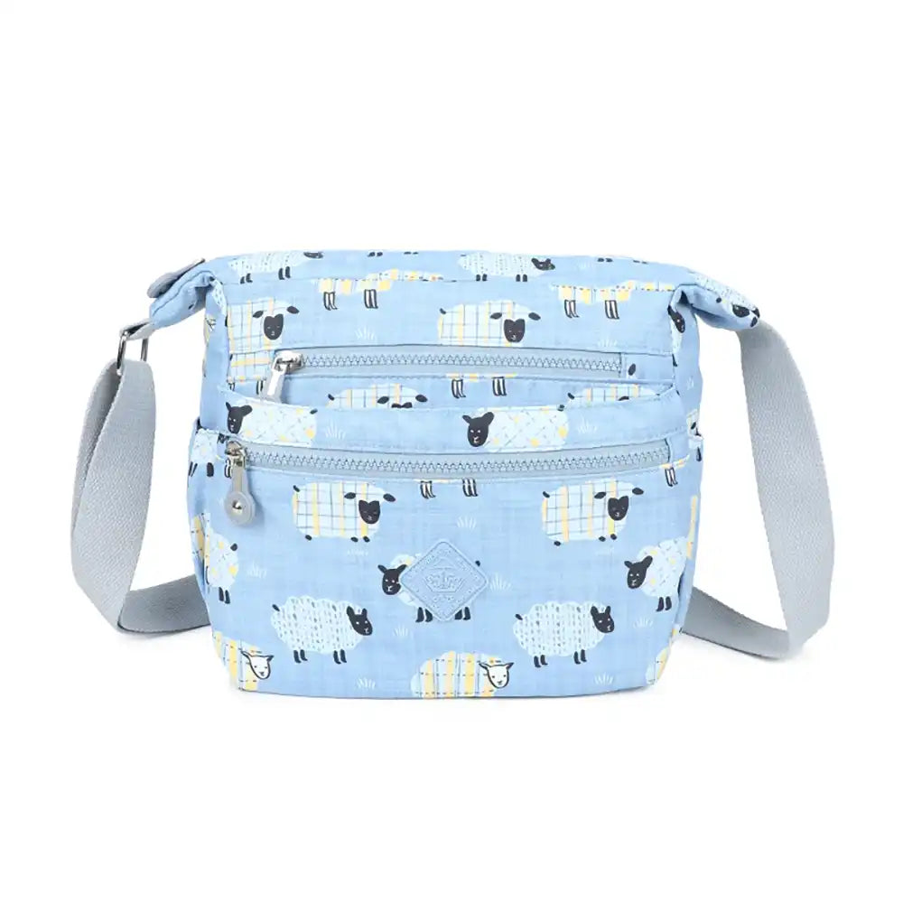 Multi Zip Messenger Bag - Blue Sheep