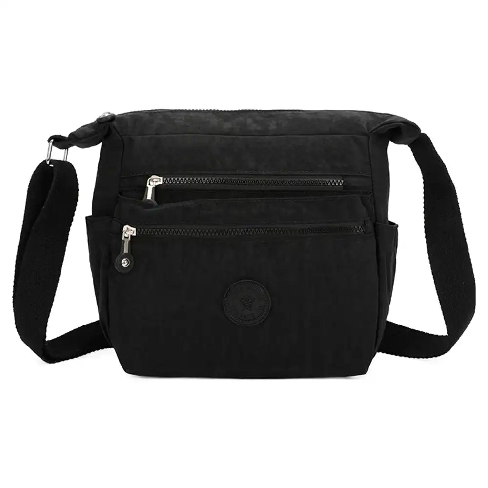 Multi Zip Messenger Bag - Black