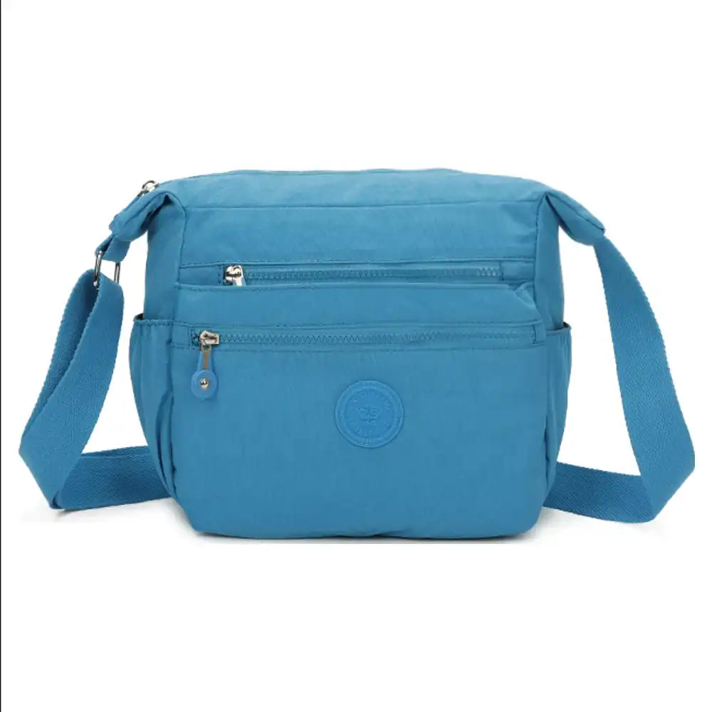 Multi Zip Messenger Bag - Blue