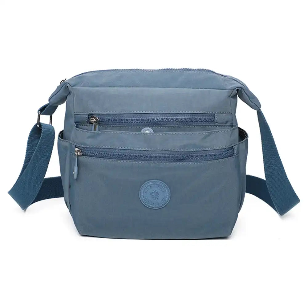 Multi Zip Messenger Bag - Denim