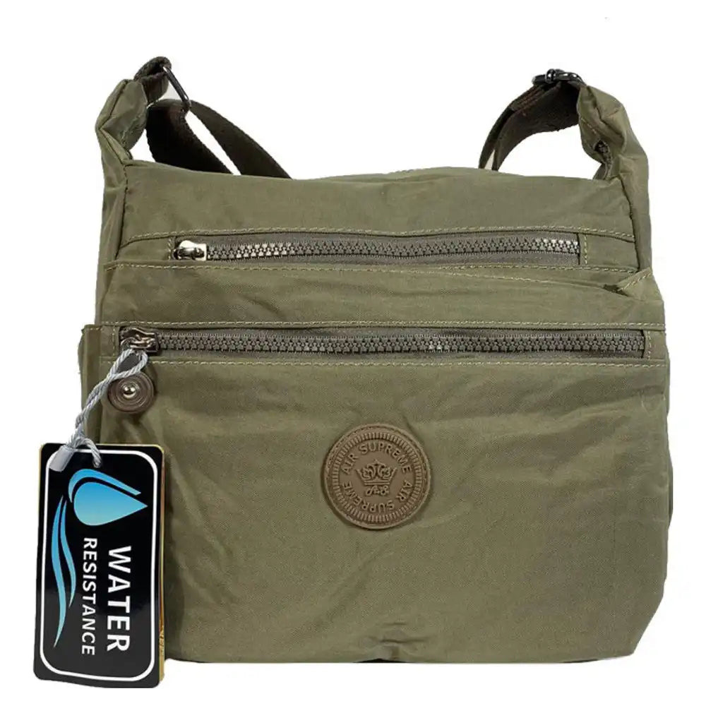 Multi Zip Messenger Bag - Khaki