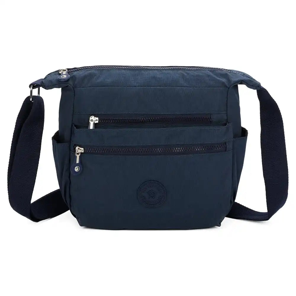 Multi Zip Messenger Bag - Navy