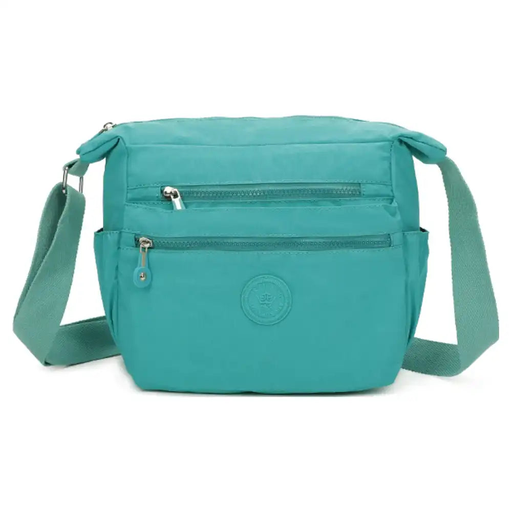 Multi Zip Messenger Bag - Turquoise