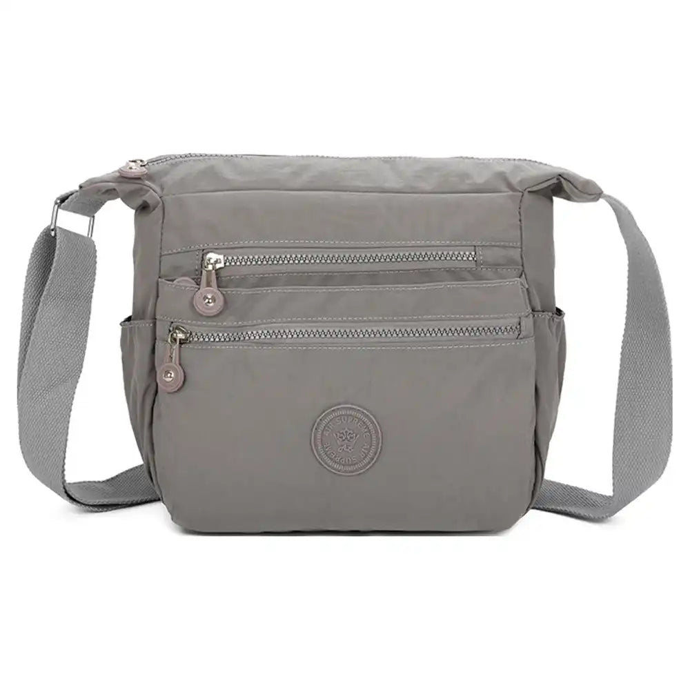 Multi Zip Messenger Bag - Warm Grey