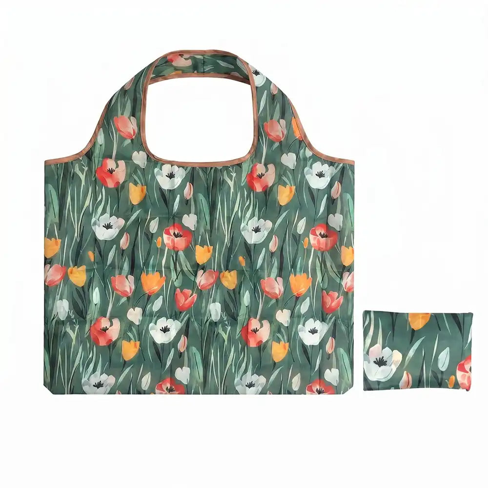 Foldaway Shopper - Green Tulips