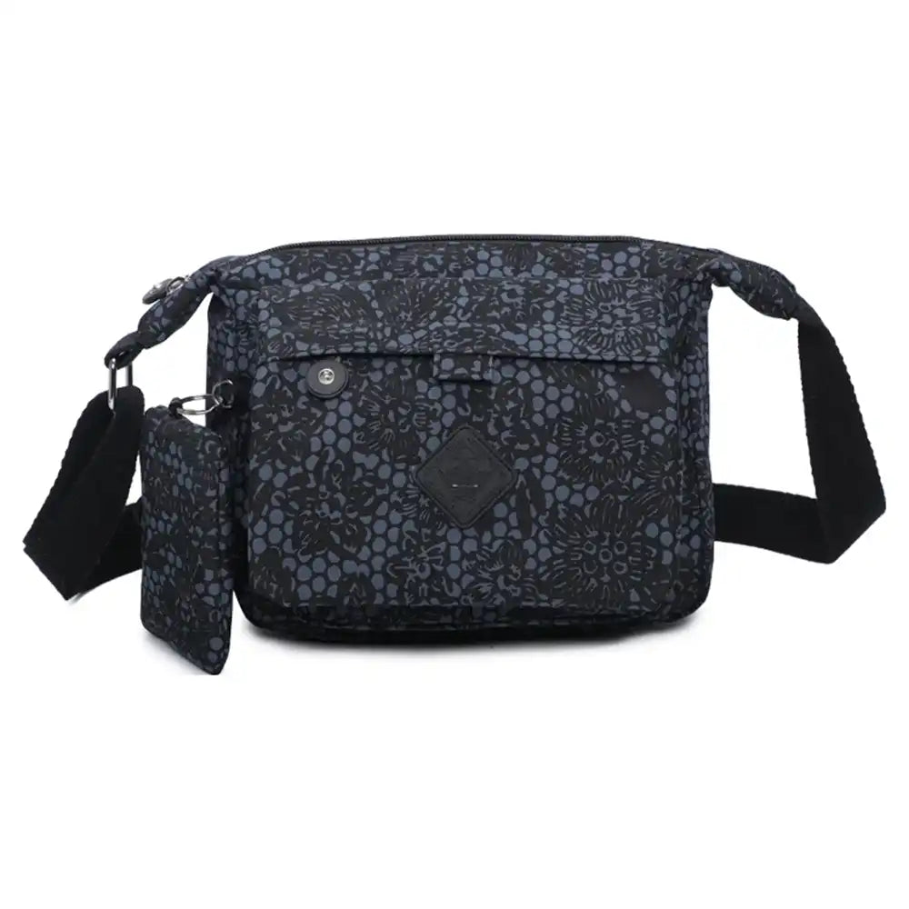 Small Messenger Bag - Black Flower