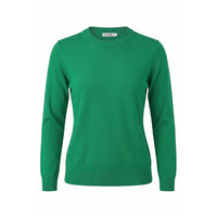 A bright green long-sleeve crewneck sweater displayed on a clean white background.