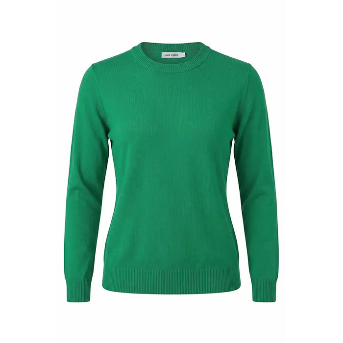 A bright green long-sleeve crewneck sweater displayed on a clean white background.