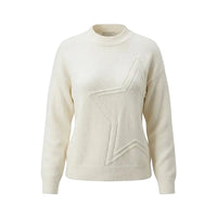 An off-white knit sweater with a large raised star motif on the front, displayed on a clean white background.
