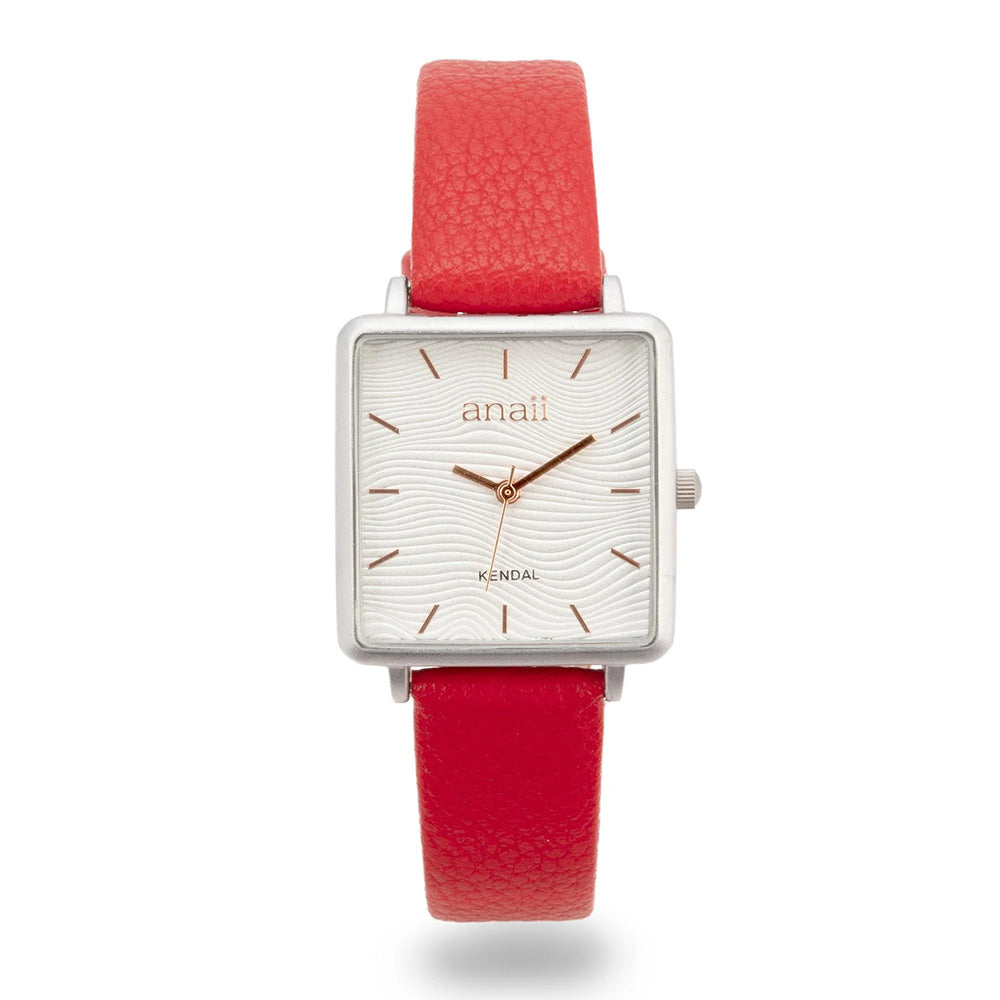 Red Rectangle Faced Watch