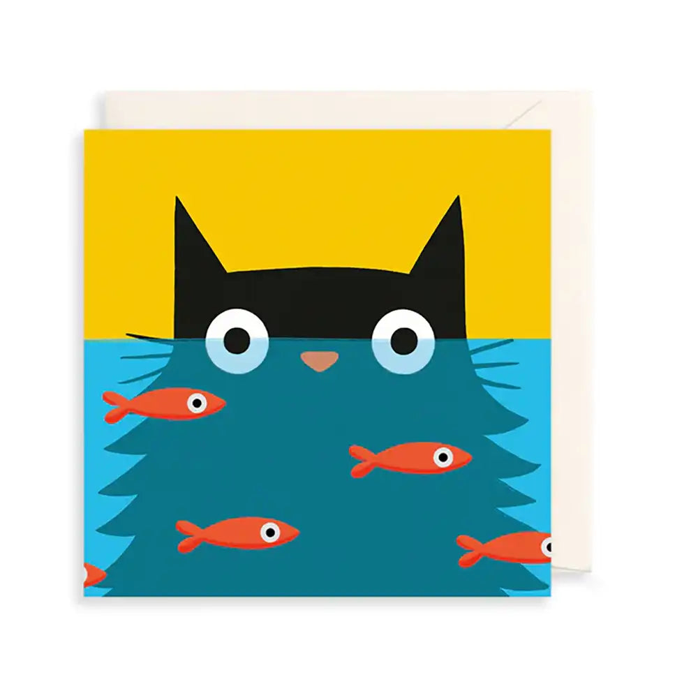 Cat & Fishbowl Greetings Card