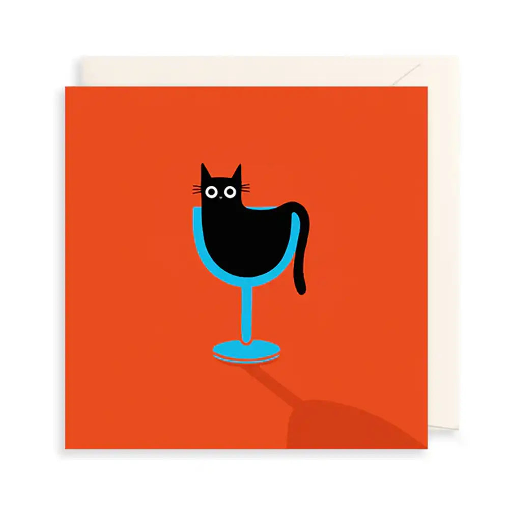 Cat in a Wine Glass Greetings Card