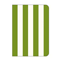 Rectangular object with green and white vertical stripes on a white background