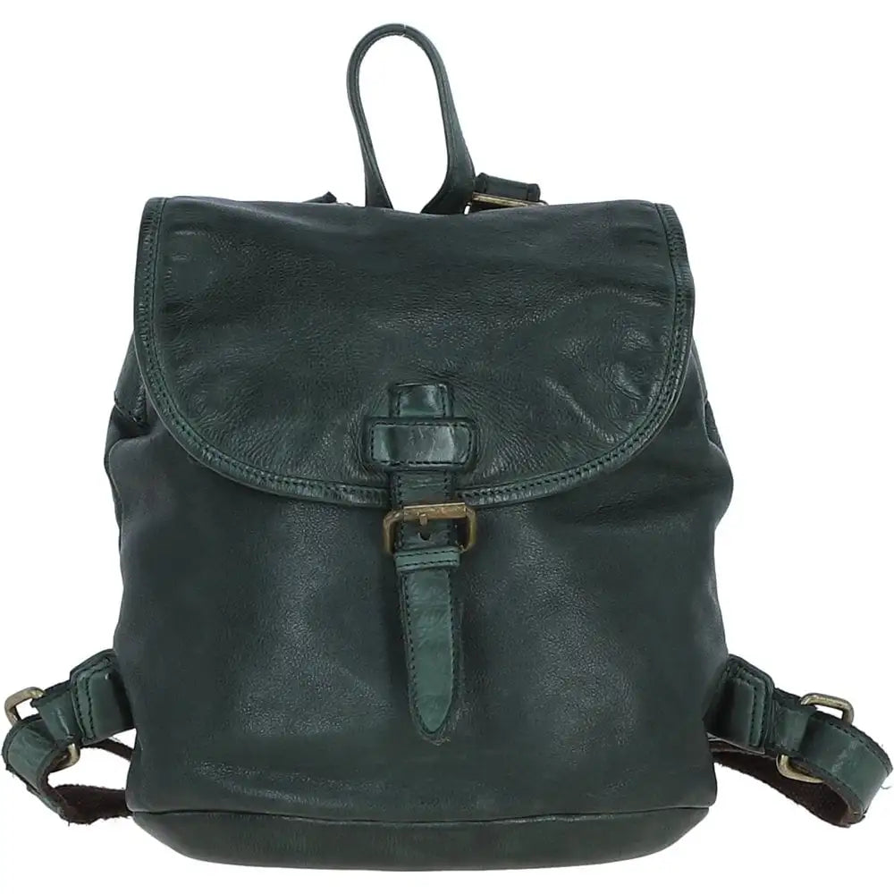 Slouched Leather Backpack - Green