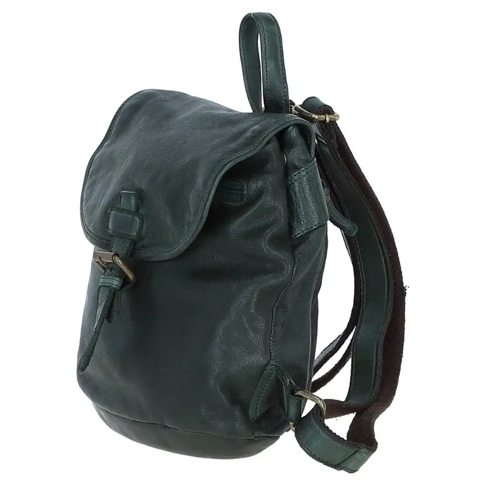 Slouched Leather Backpack - Green