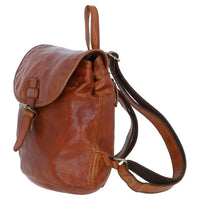 Brown leather backpack on a white background