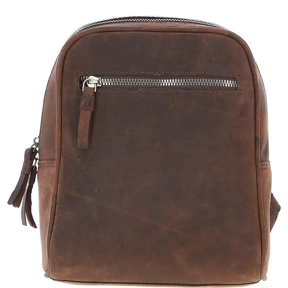 Tenbury Small Leather Backpack - Brown Suede