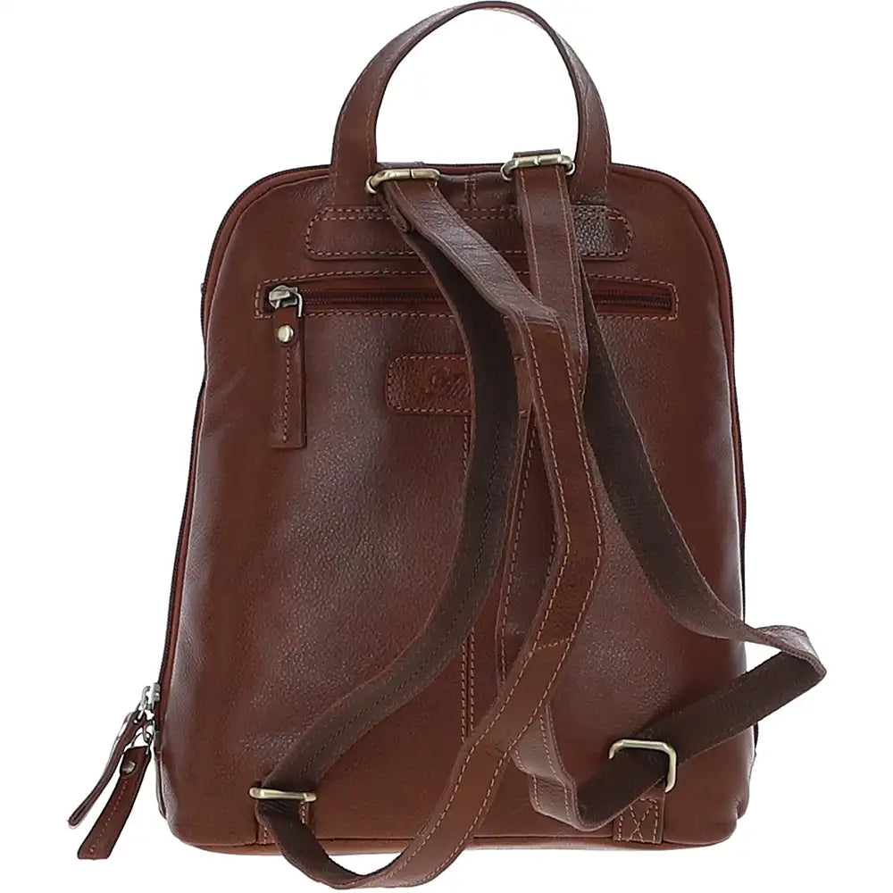 Leather Backpack Turn Lock - Tan