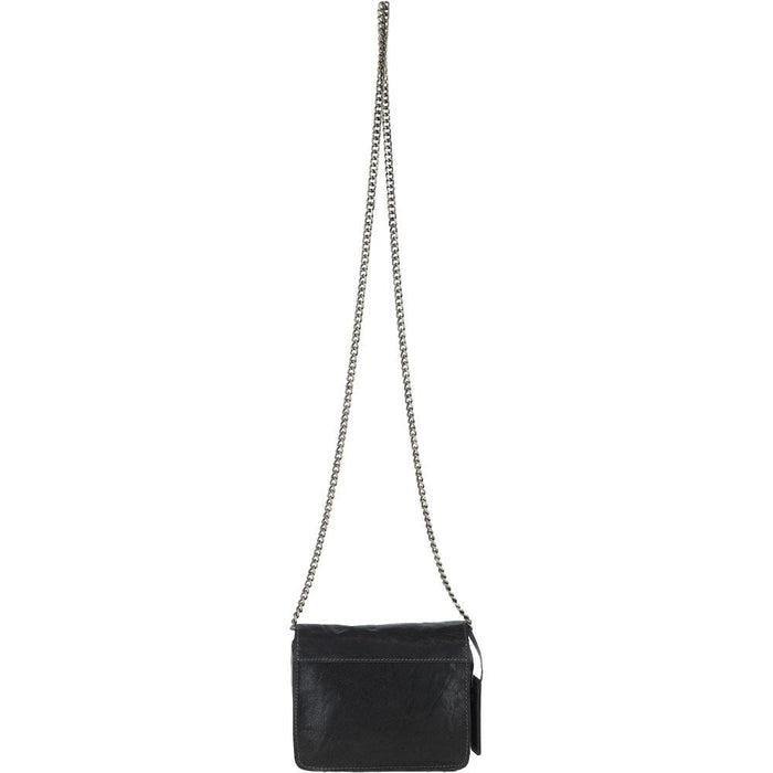 Ashwood Leather cross body black bag. Chain. Back view.