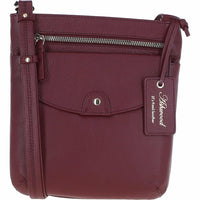 Ashwood Leather crossbody bag in Bordeaux colour. Zip and fold over flap compartments.