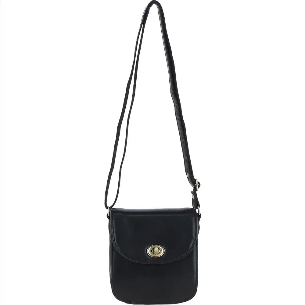 Turn Lock Small Boxy Bag - Black