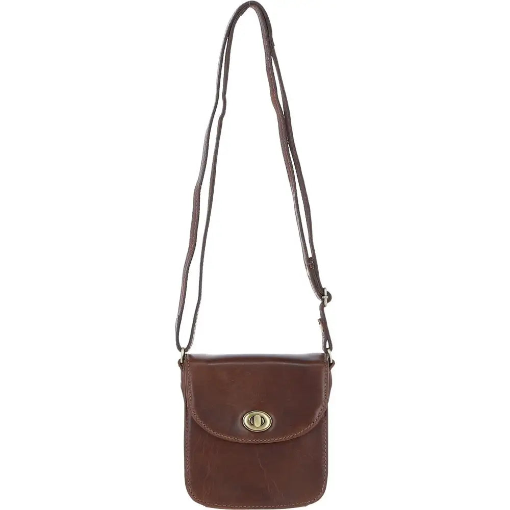 Turn Lock Small Boxy Bag - Chestnut