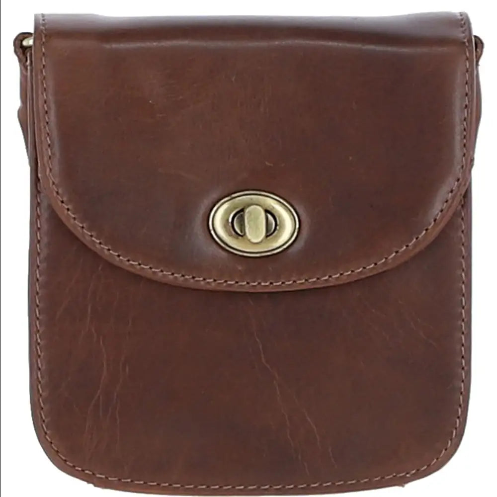 Turn Lock Small Boxy Bag - Chestnut