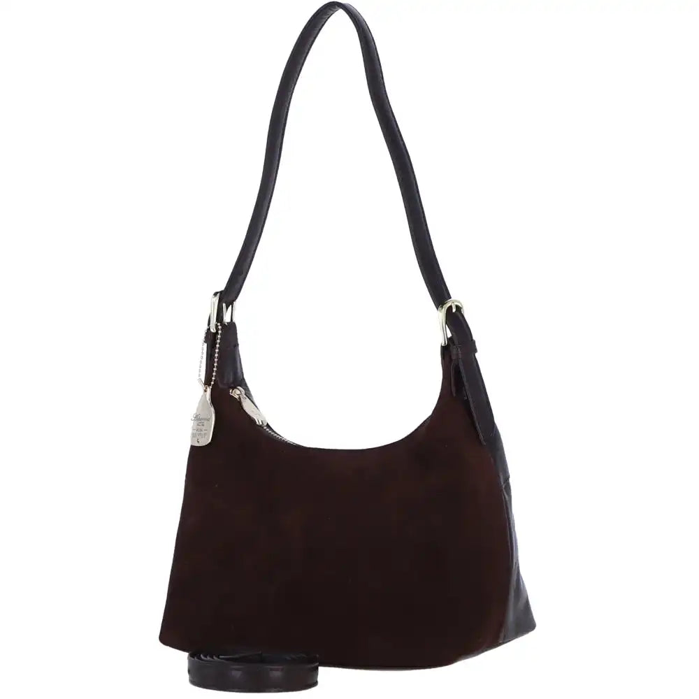 Leather Grab Bag - Deep Brown Suede