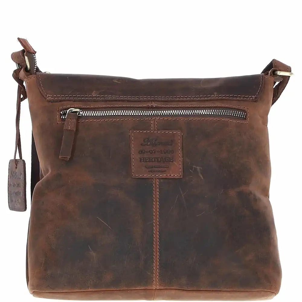 Rustic Leather Double Buckle Bag - Brown