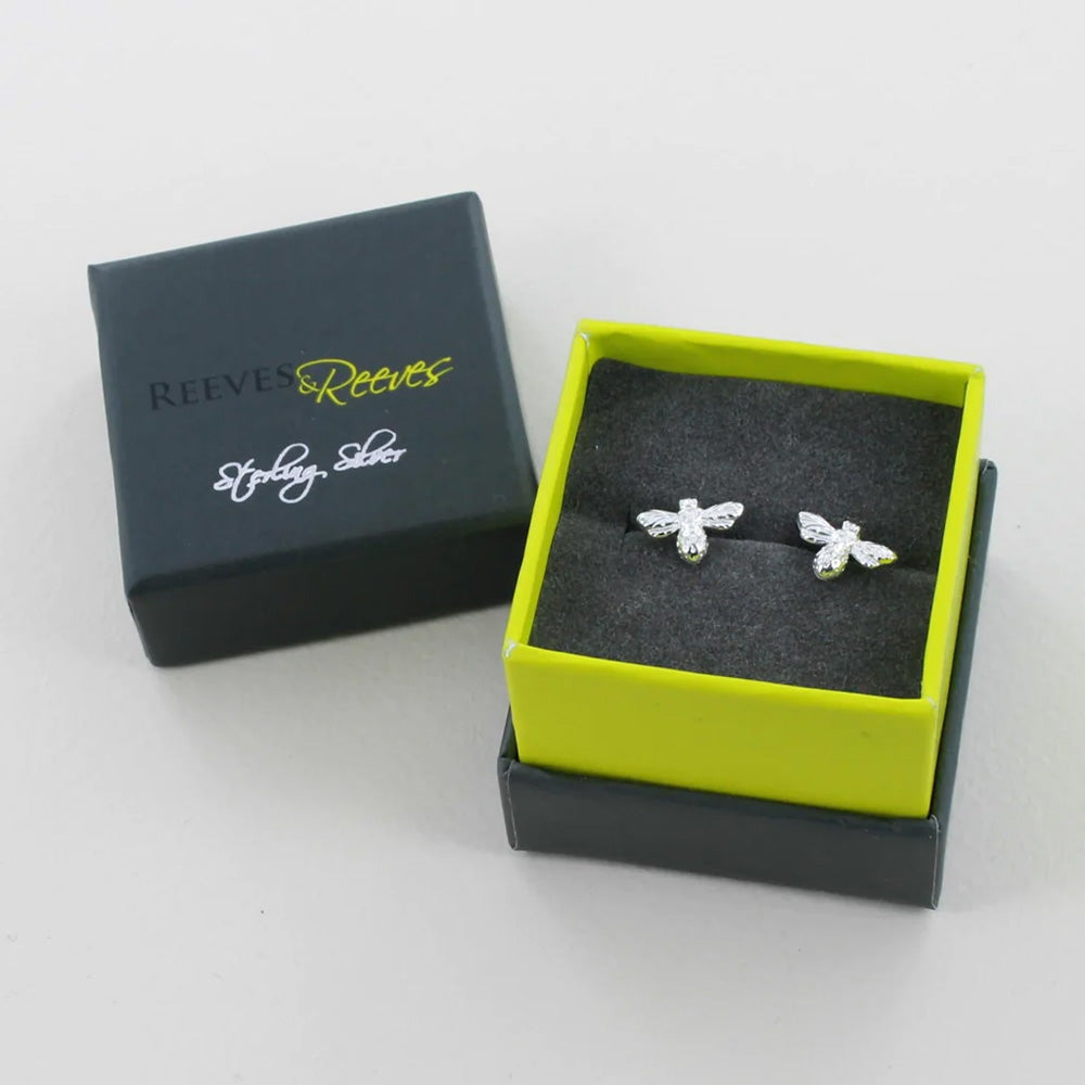 Reeves Silver Bumble Bee Stud Earrings