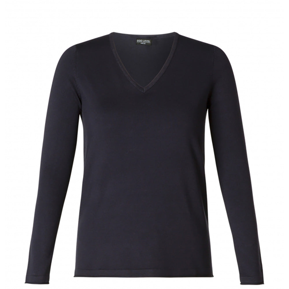 Fine Knit V Neck Jumper - Navy