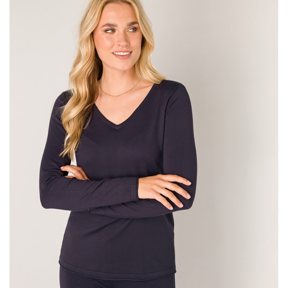 Fine Knit V Neck Jumper - Navy