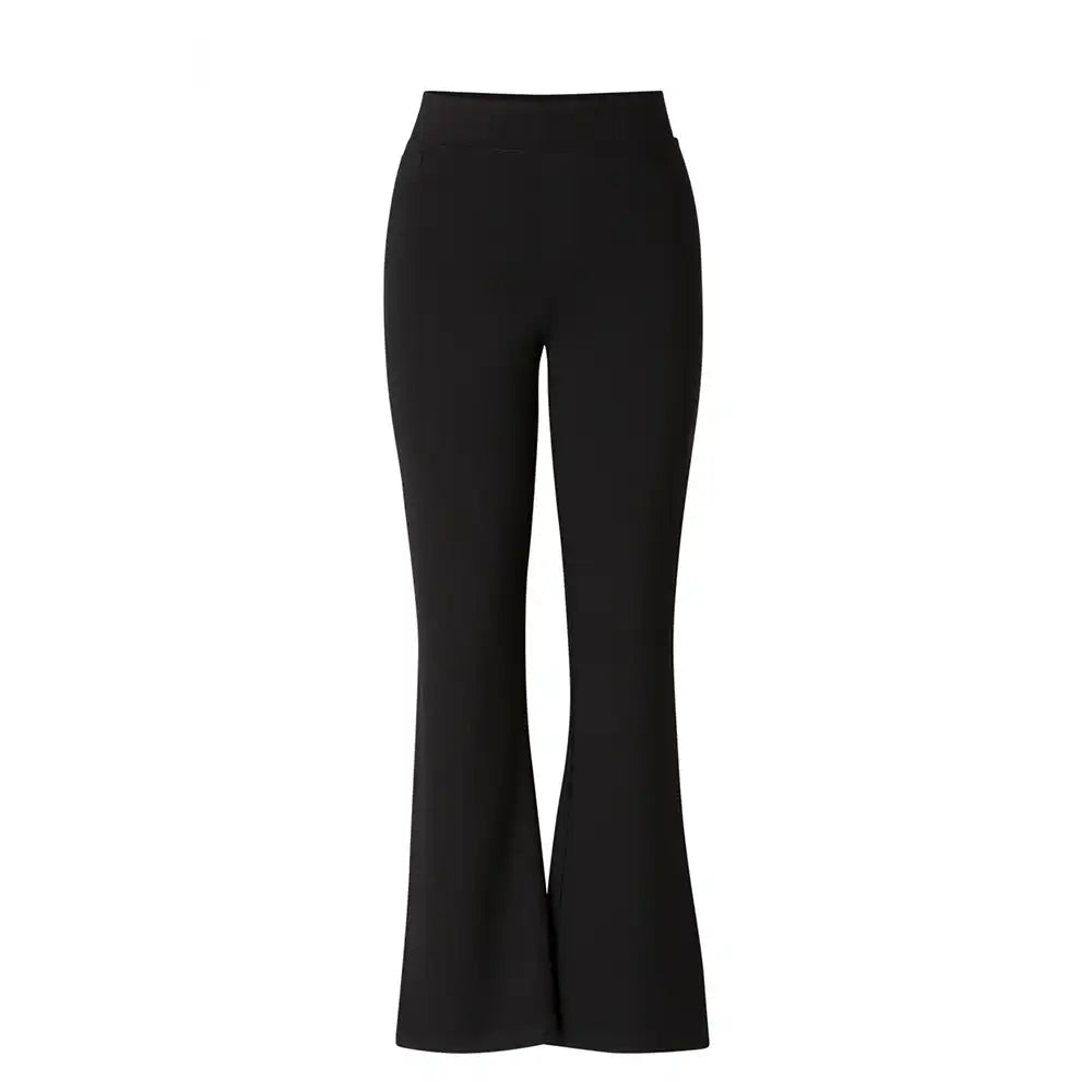 Black flared pants shown on a headless mannequin form against a plain white background.