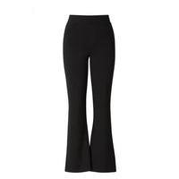 Black flared pants shown on a headless mannequin form against a plain white background.
