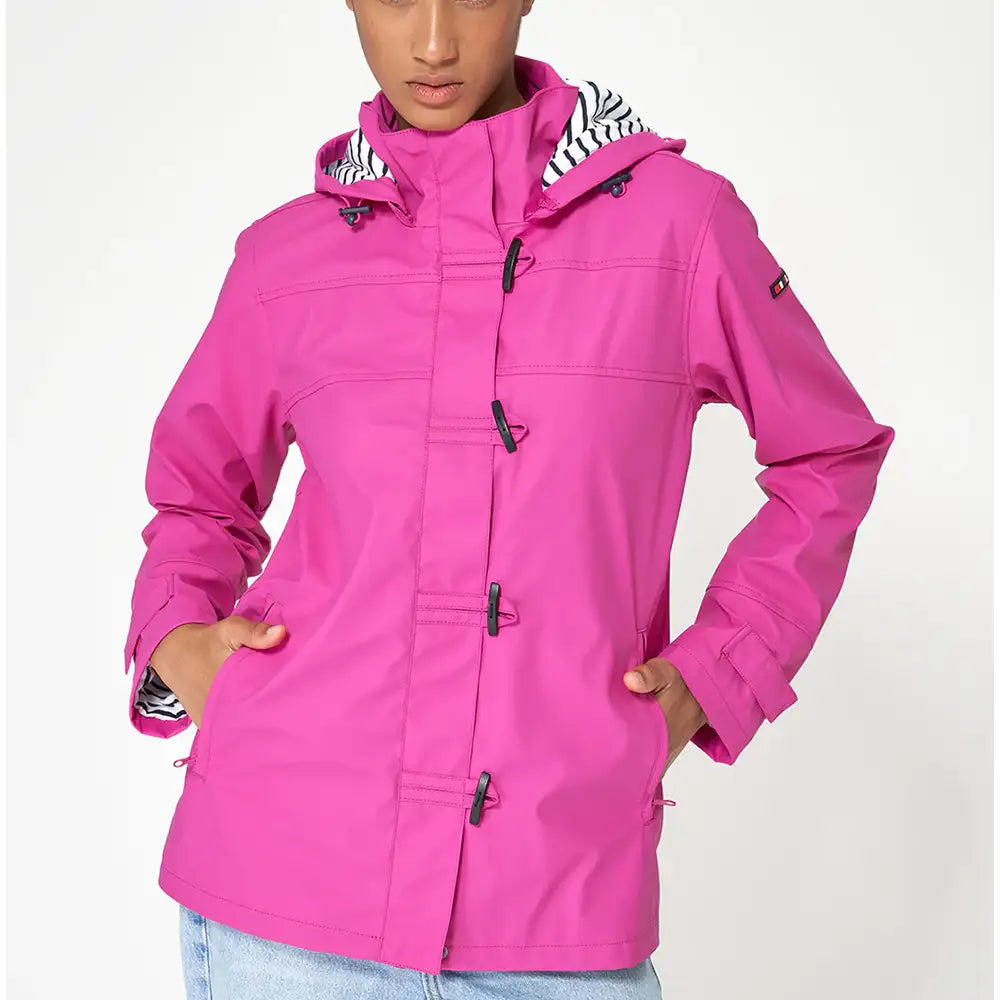 Toggle Fastening Waterproof Jacket - Persian Rose