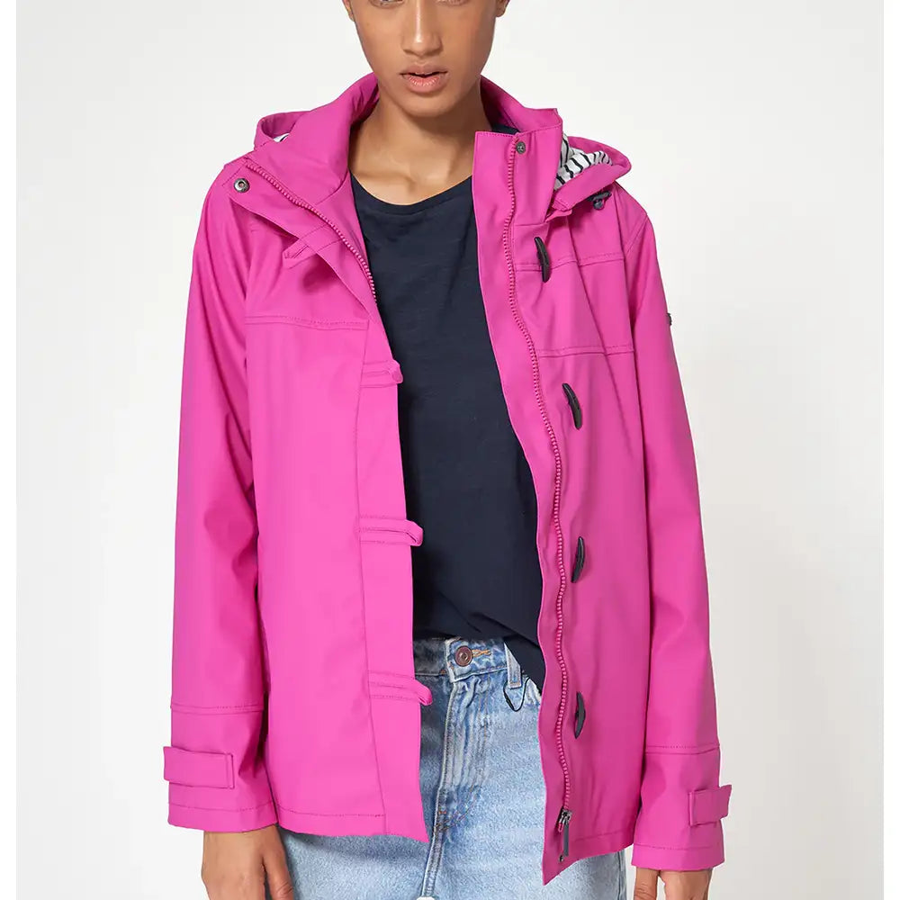 Toggle Fastening Waterproof Jacket - Persian Rose